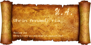 Uhrin Annamária névjegykártya